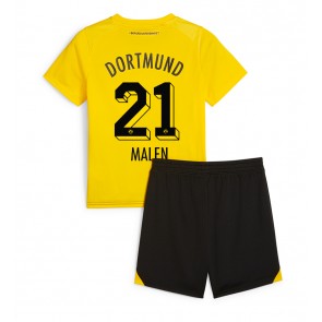Borussia Dortmund Donyell Malen #21 Domaci Dres za Dječji 2023-24 Kratak Rukavima (+ kratke hlače)